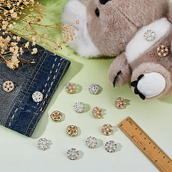 16 шт. 2 стиля пуговицы на ножке из цинкового сплава с 1 отверстиями и стразами&nbsp;BUTT-FH0001-032