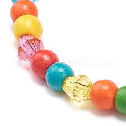 Bracciale elasticizzato con perline acriliche e turchese sintetico (tinto) con ciondolo in lega da donna&nbsp;BJEW-JB08627-03