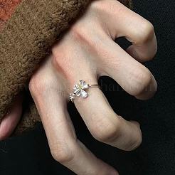 Offene Manschettenringe aus Messing mit Mikropavé und Zirkonia für Damen&nbsp;WGCAA1F-01