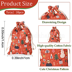 10 Stück 5 Farben bedruckte Aufbewahrungsbeutel aus Stoff mit Weihnachtsmotiv&nbsp;ABAG-YW0001-16