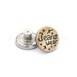 Spille in lega per jeans, bottoni nautici, accessori d'abbigliamento , rotondo con la parola, bronzo antico, 20mm
