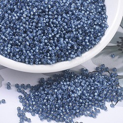 Cuentas de rocailles redondas miyuki, Abalorios de la semilla japonés, (rr648) azul denim teñido alabastro plateado, 11/0, 2x1.3mm, agujero: 0.8 mm, acerca 1100pcs / botella, 10 g / botella