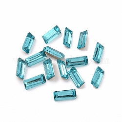 Cabujones de cristal de rhinestone, espalda puntiaguda y espalda plateada, Rectángulo, indicolite, 7x3x2mm