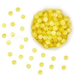 Perles d'oeil de chat, ronde, jaune, 8mm, Trou: 1mm, environ 15.5 pouce / brin, Environ 49 pcs/chapelet, 3 brins / boîte