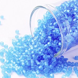 Toho perline rotonde, perline giapponesi, (3bf) acquamarina media frost trasparente, 11/0, 2.2mm, Foro: 0.8 mm, su 1110pcs / bottiglia, 10 g / bottiglia