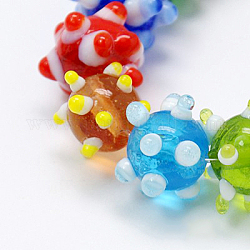 Handmade Bumpy Lampwork Beads Strands, Round, Colorful, 12~14mm, Hole: 1mm, about 14pcs/strand, 11 inch