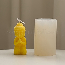 Moules en silicone pour bougies de bricolage, moules de résine, pour la résine UV, fabrication de bijoux en résine époxy, Bouddha, blanc, 5.4x5x8.2 cm
