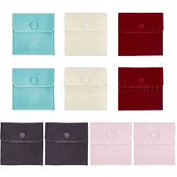 Craspire 10 шт. 5 цвета квадратные бархатные мешочки для ювелирных изделий, на кнопках, разноцветные, 10x10x1 см, 2 шт / цвет