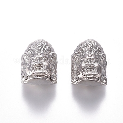 Messing Perlen, Buddha, Echt platiniert, 15x10x7 mm, Bohrung: 1 mm