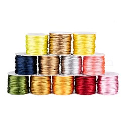 Cuerda de nylon, cordón de cola de rata de satén, Para hacer bisutería, anudado chino, color mezclado, 2mm, alrededor de 10.93 yarda (10 m) / rollo