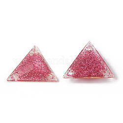 Triangle coudre sur strass, resinrhinestone, liens multi-brins, couleur ab , avec de la poudre de paillettes, facette, Accessoires de vêtement, rose chaud, 21x24x4.5mm, Trou: 1.2mm
