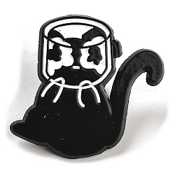 Spilla smaltata gatto dei cartoni animati, spilla in lega per vestiti zaino, nero, 29x31x1.5mm