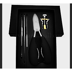 Juegos de herramientas de manicura de acero inoxidable, con alicates de piel muerta, Lima de uñas, lima de uñas, cuchillo de pedicura, corrector de uñas encarnadas, negro, 15.2x9.7x2.7 cm, aproximamente 5 PC / sistema