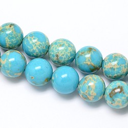 Synthetic Turquoise Round Beads Strands, 10mm, Hole: 1mm, about 40pcs/strand, 15.7inch