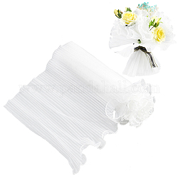 Nbeads 2bags plissé gaze fil bouquets de fleurs emballage emballage, convient à la décoration de cadeaux de la fête des mères, blanc, 4572x280mm, 5yards / sac