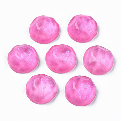 Cabujones de resina transparente, cabujones de ondas de agua, con polvo del brillo, semicírculo, color de rosa caliente, 17.5x7.5~8mm