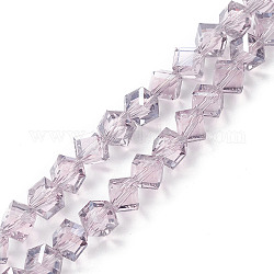 Chapelets de perles en verre transparent électrolytique, facette, cube, grises , 9x9.5x9.5mm, Trou: 1.4mm, Environ 72 pcs/chapelet, 23.86'' (60.6 cm)