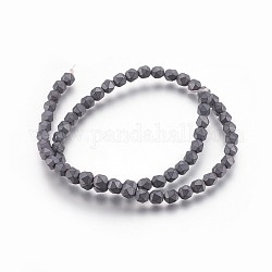 Non-magnetic Synthetic Hematite Beads Strands, Faceted, Frosted, Round, 6x5.5~6x5.5~6mm, Hole: 0.8mm, about 63pcs/strand, 15.35 inch(39cm)