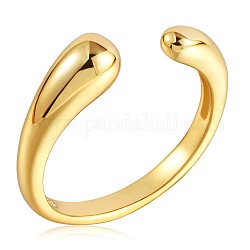 925 открытое кольцо-манжета в форме слезы из стерлингового серебра для женщин, золотые, размер США 5 1/4 (15.9 мм)