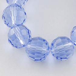 Chapelets de perles en verre transparent, facette, ronde, bleuet, 8mm, Trou: 1mm, Environ 72 pcs/chapelet, 21.8 pouce