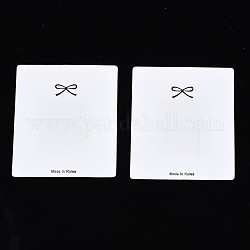 Cartón tarjetas de presentación pinza de pelo, rectángulo con el patrón del bowknot, blanco, 7.5x6.5x0.03 cm
