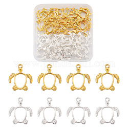 Craftdady 40Pcs 2 Colors Alloy Open Back Bezel Pendants, For DIY UV Resin, Epoxy Resin, Pressed Flower Jewelry, Turtle, Golden & Silver, 21.5x18.5x2.5mm, Hole: 2mm, 20pcs/color