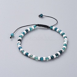 Adjustable Nylon Thread Braided Bead Bracelets, with Natural Agate & Howlite Beads, 2 inch~3-3/8 inch(5~8.5cm)