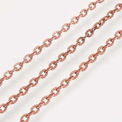 Chaînes de câbles en fer texturé, non soudée, avec bobine, cuivre rouge, 4.2x3x0.8mm, environ 328.08 pied (100 m)/rouleau