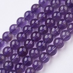 Chapelets de perles en améthyste naturelle, ronde, 6~6.5mm, Trou: 0.5mm, Environ 64 pcs/chapelet, 15.5 pouce (39.5 cm)