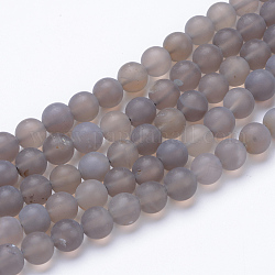 Натуральные агатовые каменные бисерные пряди, матовый стиль, круглые, 10~10.5 мм, отверстие : 1.2 мм, около 37~40 шт / нитка, 14.9~15.1 дюйм (38~38.5 см)