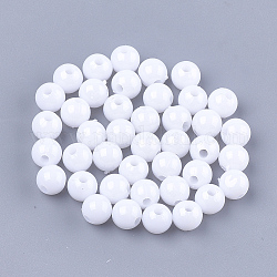 Perle di plastica opache, tondo, bianco, 6x5.5mm, Foro: 1.8 mm, circa 4790pcs/500g