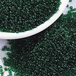 Miyuki runde Rocailles Perlen, japanische Saatperlen, 15/0, (rr156) transparenter dunkler Smaragd, 15/0, 1.5 mm, Bohrung: 0.7 mm, ca. 250000 Stk. / Pfund