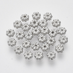 Séparateur perles en plastique CCB, fleur, platine, 4.5x2mm, trou: 1 mm, environ 21000 pcs / 500 g