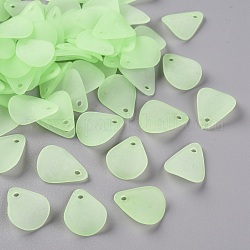 Transparent Frosted Acrylic Pendants, Petaline, Green Yellow, 17x14x2.5mm, Hole: 1.8mm, about 2330pcs/500g