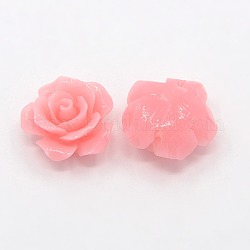 Synthetic Coral 3D Flower Rose Beads, Dyed, Pink, 20x9mm, Hole: 1.5mm