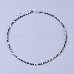 Perlenketten aus Terahertz-Stein, mit Messing Karabinerverschlüsse, facettierte runde Perlen, 16.5 Zoll ~ 16.7 Zoll (42~42.5 cm) x 3~3.5 mm