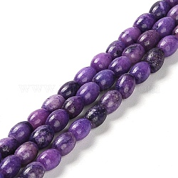 Brins de perles de dolomite naturelles, teinte, riz, bleu violet, 5.5~6x4.5mm, Trou: 1mm, Environ 68~69 pcs/chapelet, 15.94~16.22 pouce (40.5~41.2 cm)