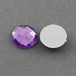 Acrílico diamante de imitación cabujones, espalda plana, facetados, semicírculo, Violeta Azul, 12x4.5mm