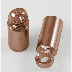 Embouts de cordon en laiton  , embouts, sans nickel, cuivre rouge, 8x2.8mm, Trou: 1.5mm, 2 mm de diamètre intérieur 