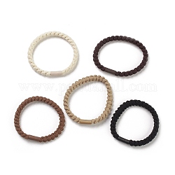 Nylon Elastic Hair Ties, Ponytail Holder, with Plastic Beads, Girls Hair Accessories, Mixed Color, 5~7mm, Inner Diameter: 46.5mm