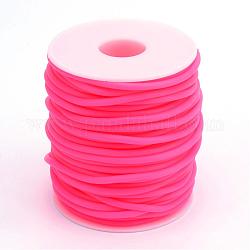 Cavo di gomma sintetica tubolare in pvc a tubo cavo, avvolto intorno plastica bianca rocchetto, rosa intenso, 2mm, Foro: 1 mm, circa 54.68 iarde (50 m)/rotolo