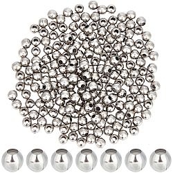 CREATCABIN Round 316 Surgical Stainless Steel Spacer Beads, Stainless Steel Color, 3mm, Hole: 1mm, 800pcs/box
