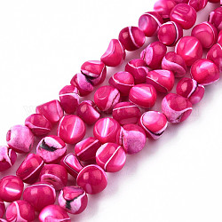 Chapelets de perles de coquille de trochid / trochus coquille, teinte, pépites, camélia, 7~12x5~10x4~8mm, Trou: 1mm, Environ 60~64 pcs/chapelet, 15.16 pouce ~ 15.75 pouces (38.5~40 cm)