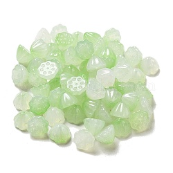 Perlas de acrílico de dos tonos, espaciadamente loto, verde pálido, 7.5x10.5x10.5mm, agujero: 1.2 mm, aproximamente 1282 unidades / 500 g