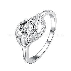 Классический слеза, латунные кольца с кубическим цирконием для женщин, прозрачные, серебряные, размер США 7 (17.3 мм)