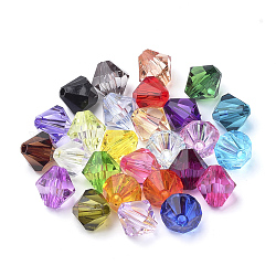 Perles en acrylique transparente, Toupie, couleur mixte, 5x5mm, Trou: 1.5mm, environ 943 pcs/50 g