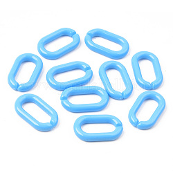 Anneaux de liaison acryliques opaques, connecteurs à liaison rapide, pour la fabrication de chaînes de câble de bijoux, ovale, Dodger bleu, 27x16x4mm, diamètre intérieur: 19x8 mm, environ 490 pcs/500 g