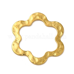 Gehämmert Messing Blume Verknüpfung Ringe, golden, 25x23x0.84 mm
