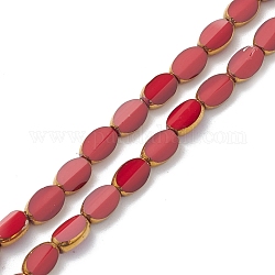 Chapelets de perles en verre opaque électrolytique, plaqué or, ovale, rouge, 7x4x3mm, Trou: 1mm, Environ 50 pcs/chapelet, 13.31'' (33.8 cm)