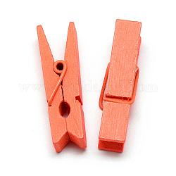 Bateaux en bois teints chevilles clips, orange foncé, 35x7x10mm